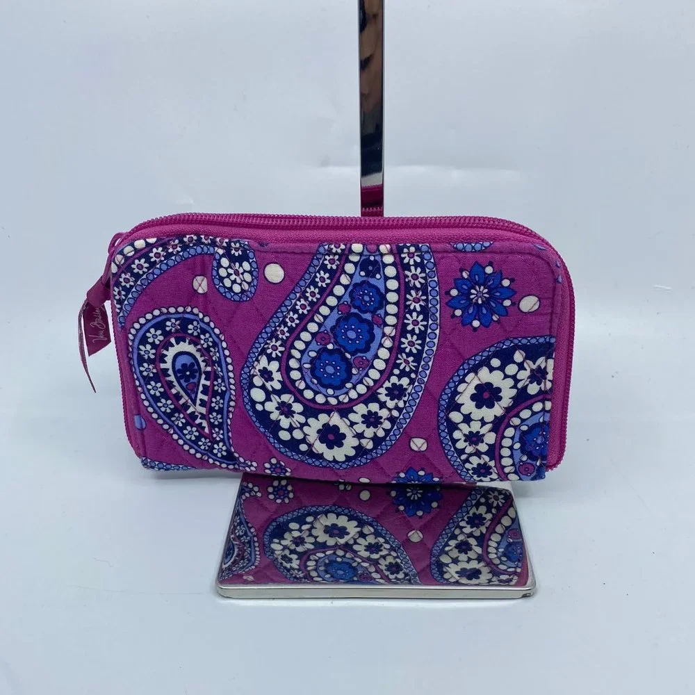 Vera Bradley Pink Blue Fabric Zipper Wallet